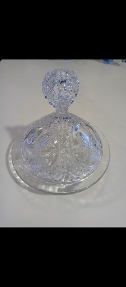 Crystal Butter Dish.  Good Condition Thumbnail