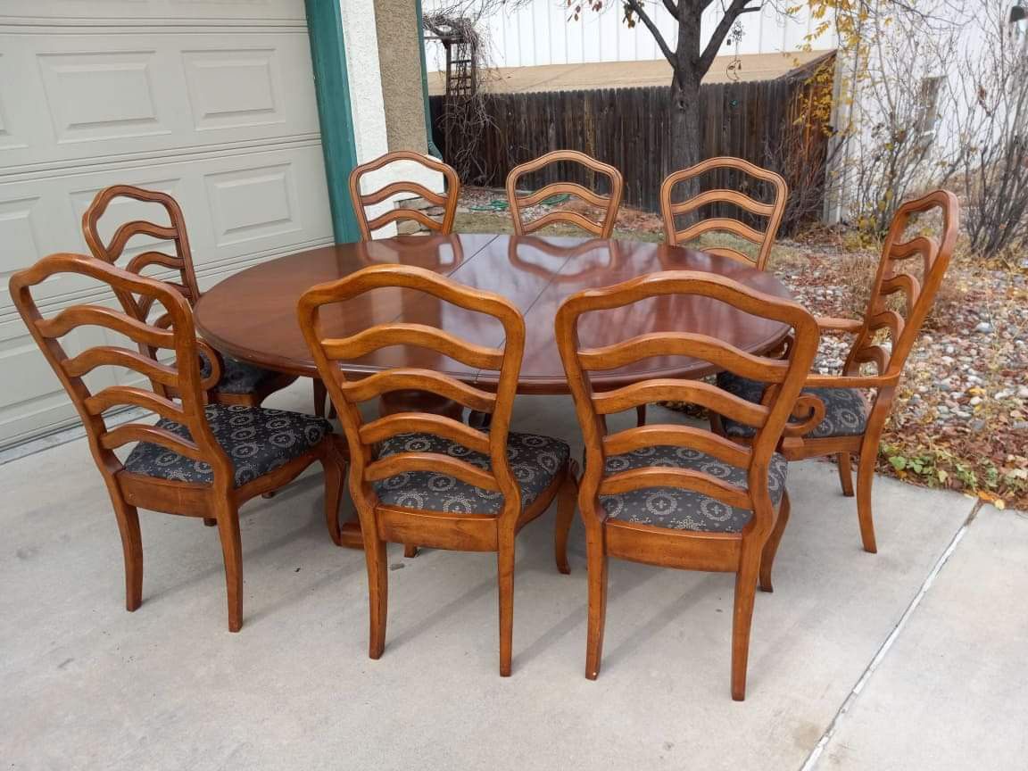 Wooden Table And 8 Chairs, 