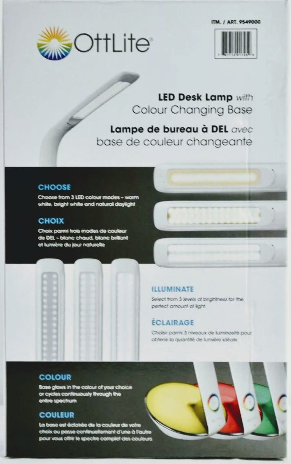 OttLite LED Desk Lamp with Colour Changing Base (White)