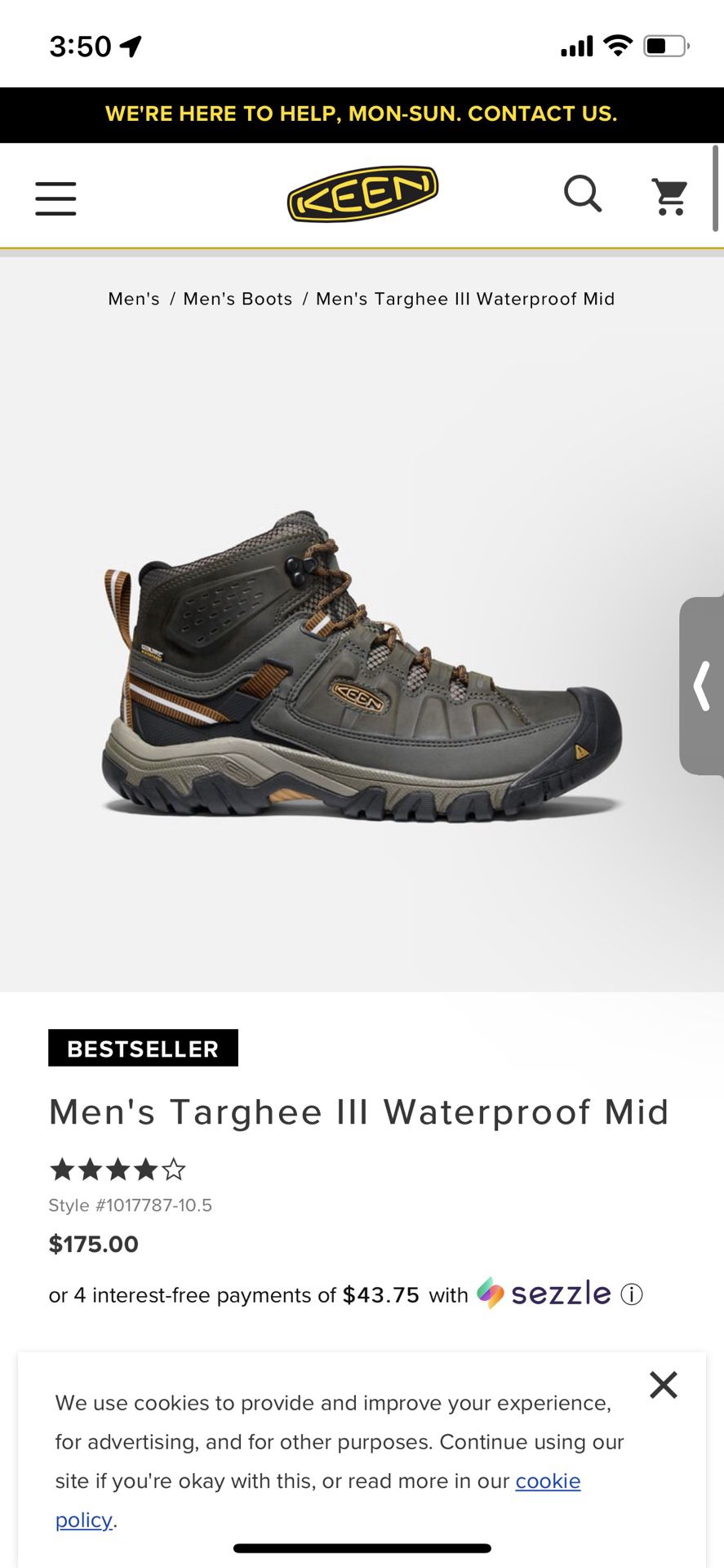 Keen footwear mens waterproof hiking boots US 9 like new original $180