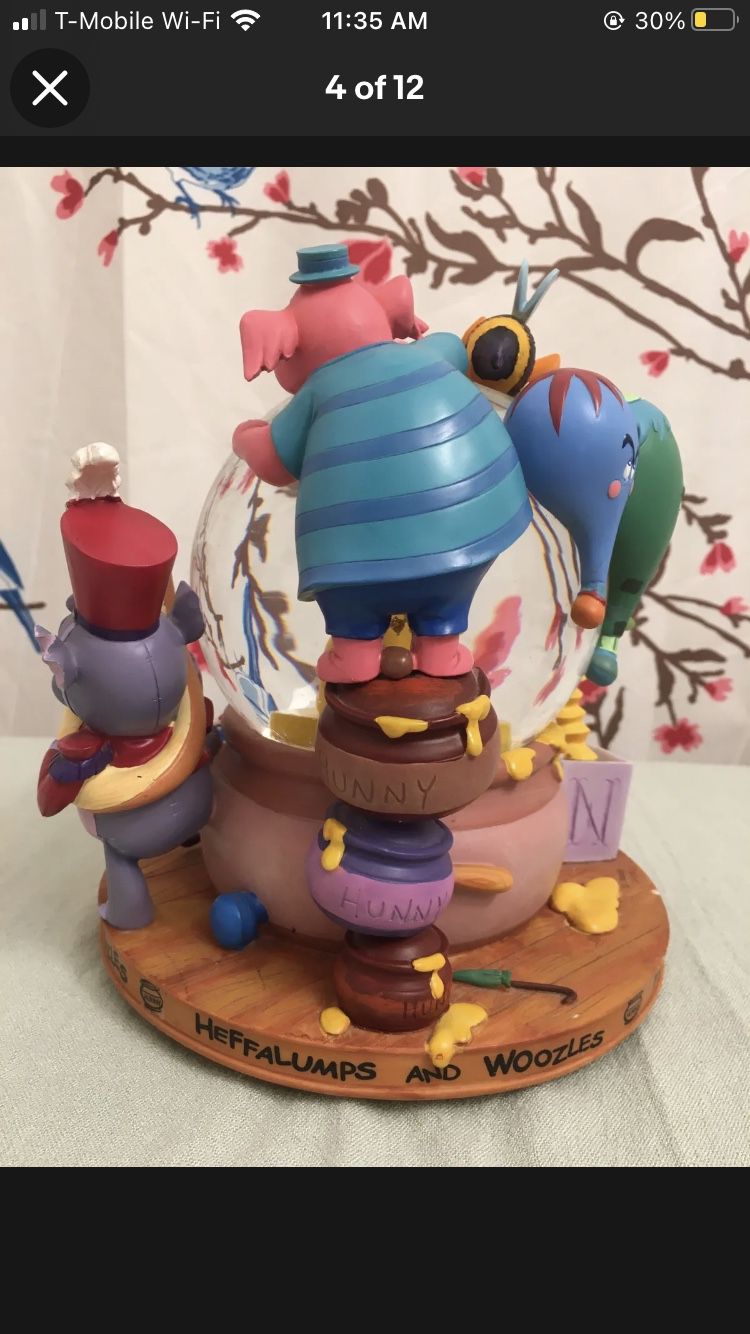 Disney Winnie The Pooh Heffalumps Woozles Snow Globe Eeyore Tigger Toy READ DESC