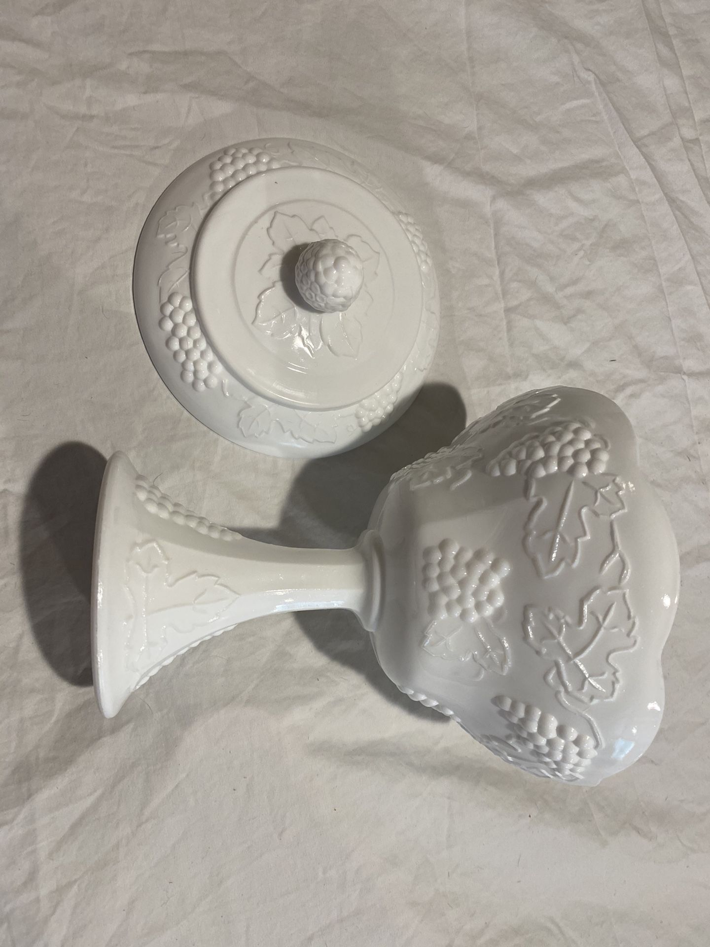 Milk glass candy dish