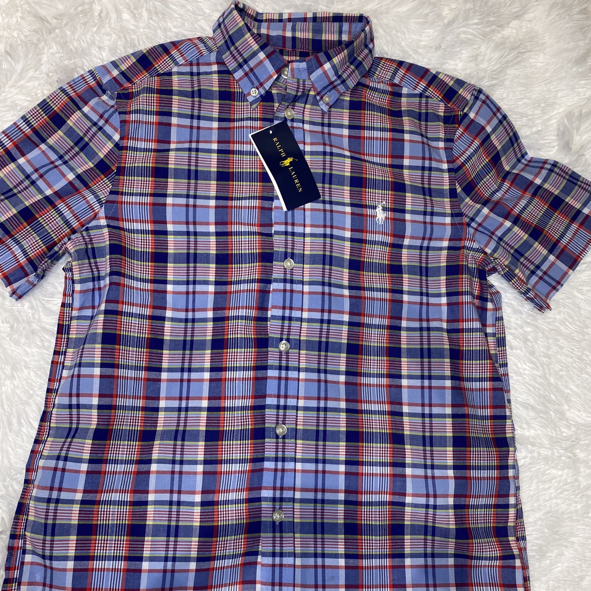 Polo Oxford Shirt Blue Plaid
