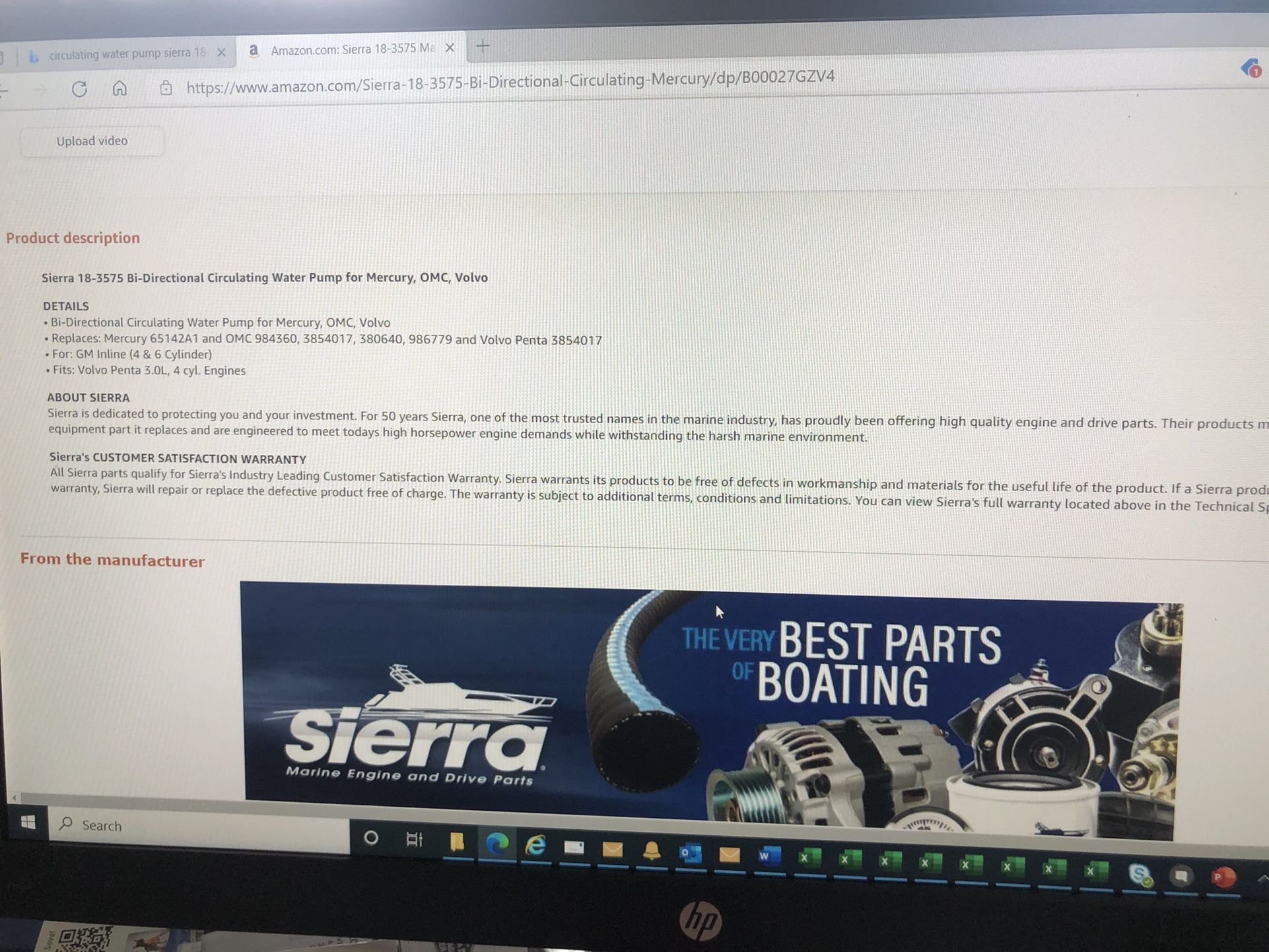 Sierra 18-3575 Marine Circulating Water Pump