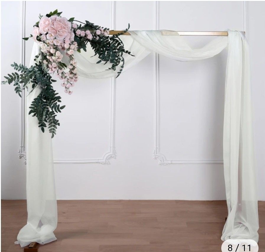 (2)
18 Ft Ivory Window Scarf Valance, Wedding Drapery Sheer Organza Fabric