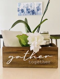 Gather Together 2 section wood storage caddy Thumbnail