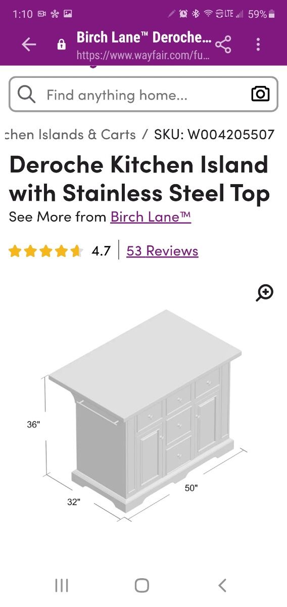 Stainless Steel Top Kitchen Island