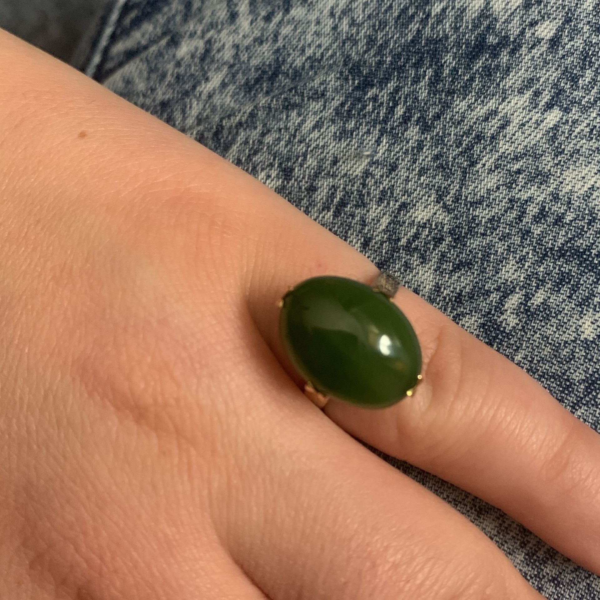 Antique Nephrite Jade Ring (for Repair) 14k LAST CHANCE PRICE