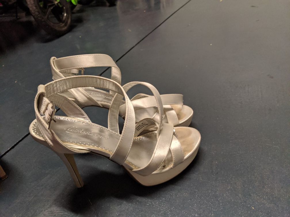 White wedding heels