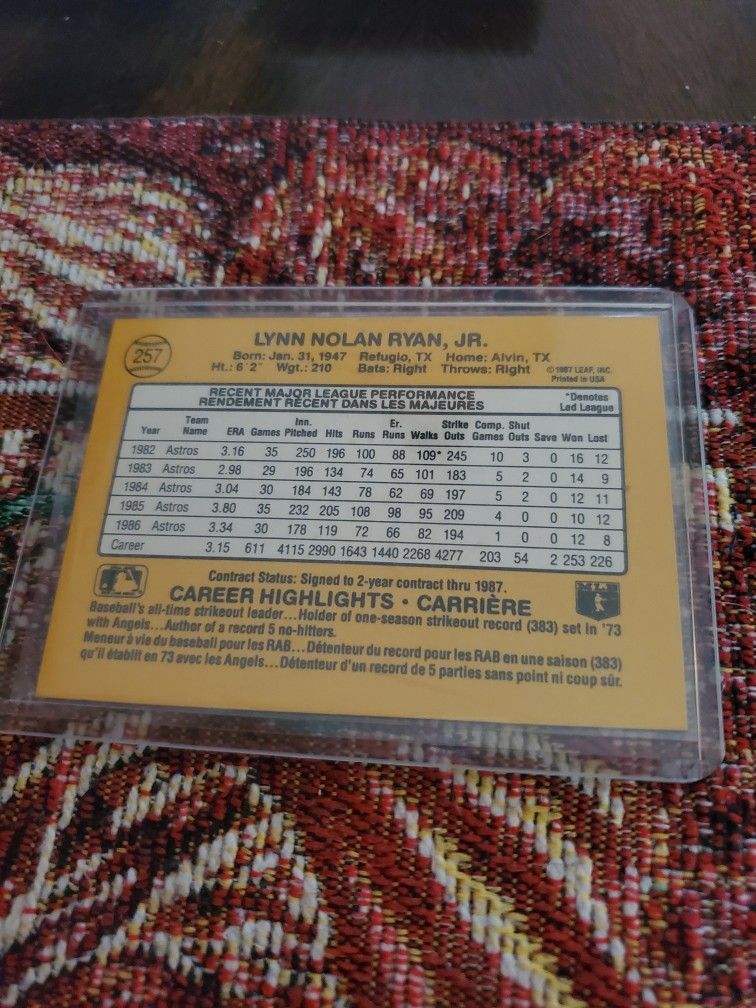 Nolan Ryan 1987 Leaf Baseball Card