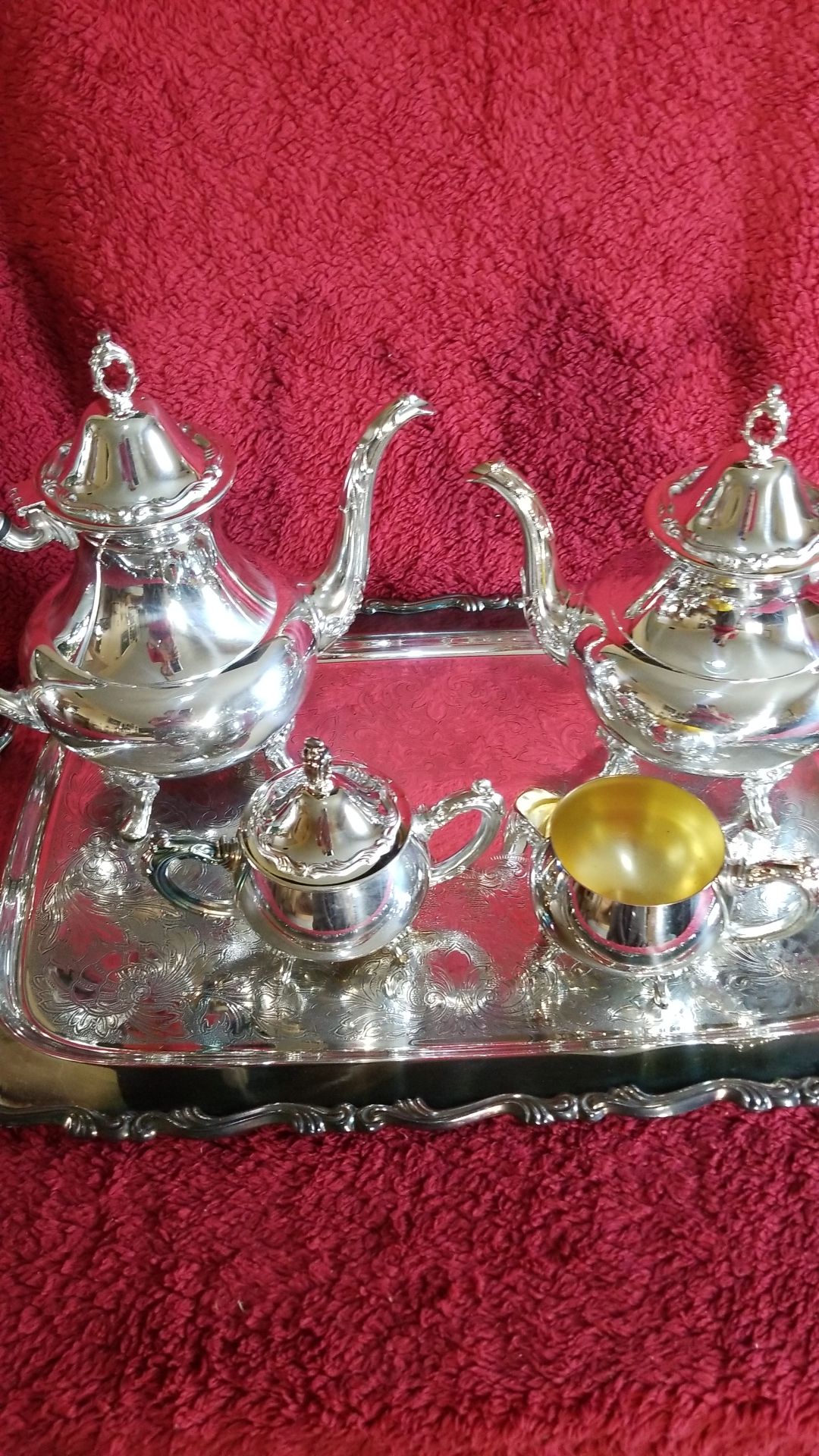 Oneida Georgian Scroll 5 Piece Tea Coffee Service IOB