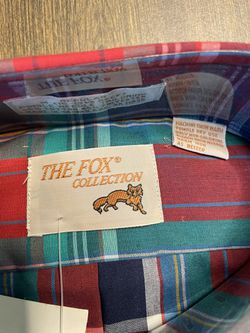 VINTAGE The Fox Collection Plaid Shirt Men's Medium Short Sleeve Cotton NWT Thumbnail