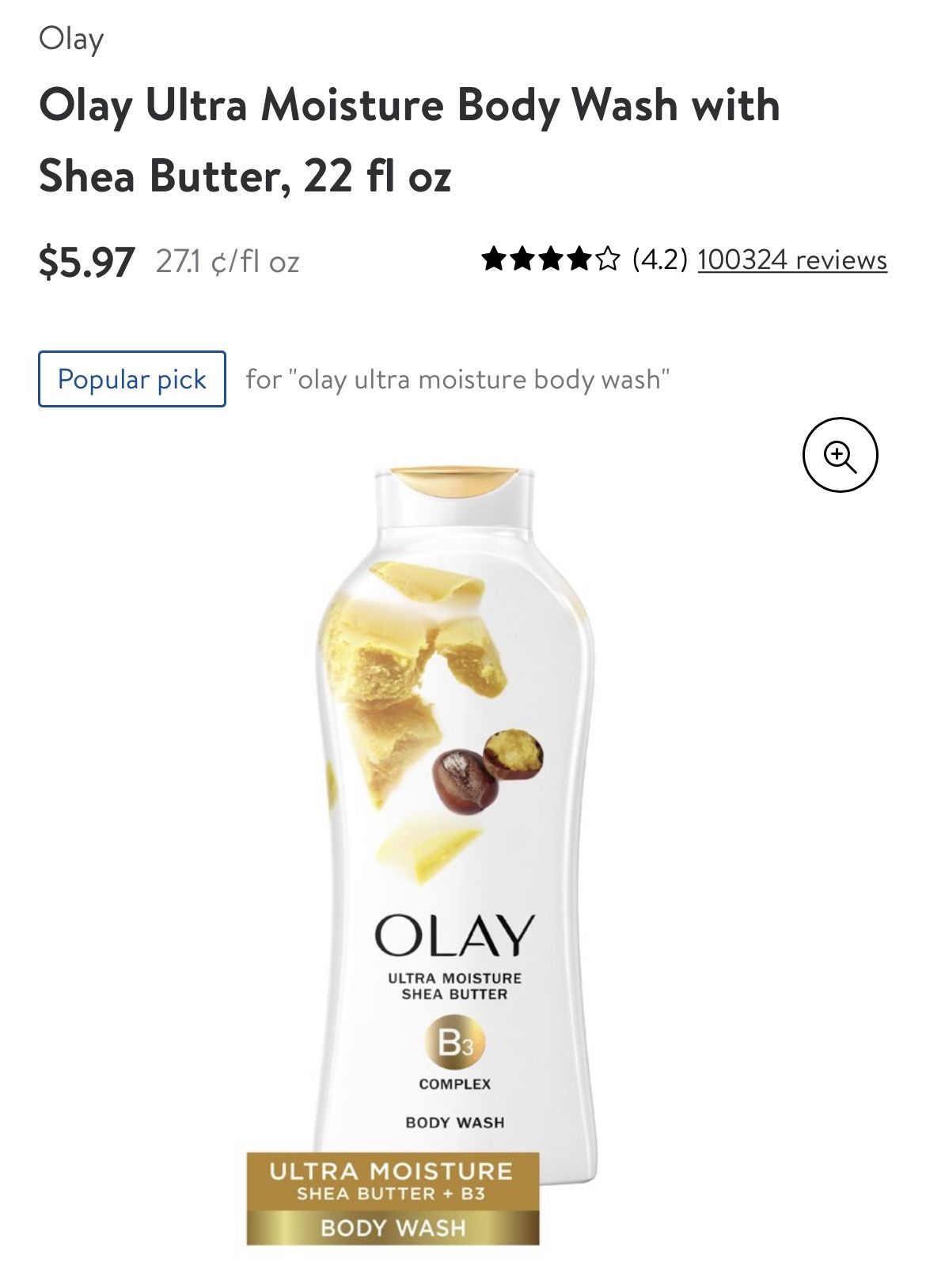 (4) Brand New Olay Ultra Moisture Shea Butter Body Wash 22 fl Oz/650 ml