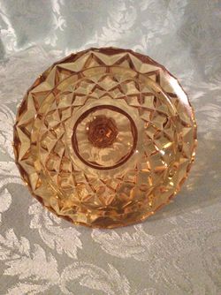 Lovely Amber-Colored Glass Candy Dish Thumbnail
