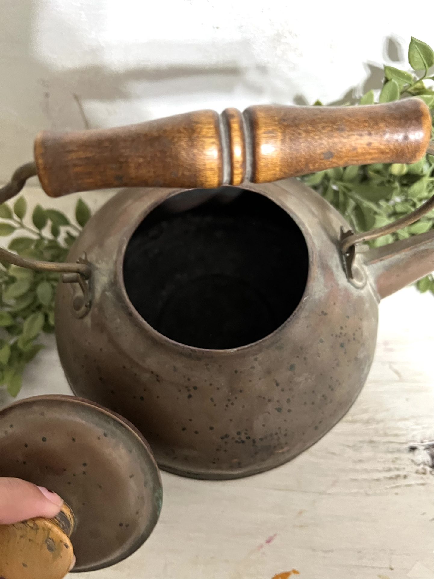 Vintage Patina Tea Kettle Decor