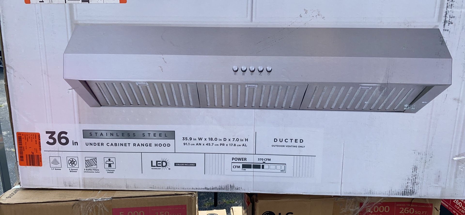 vissani 36 in. w under range hood in stainless steel for Sale