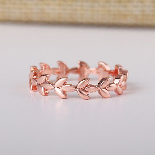 Fashion Leaf Rose Gold Plated Simple Ring for Women/Girl, K944
 