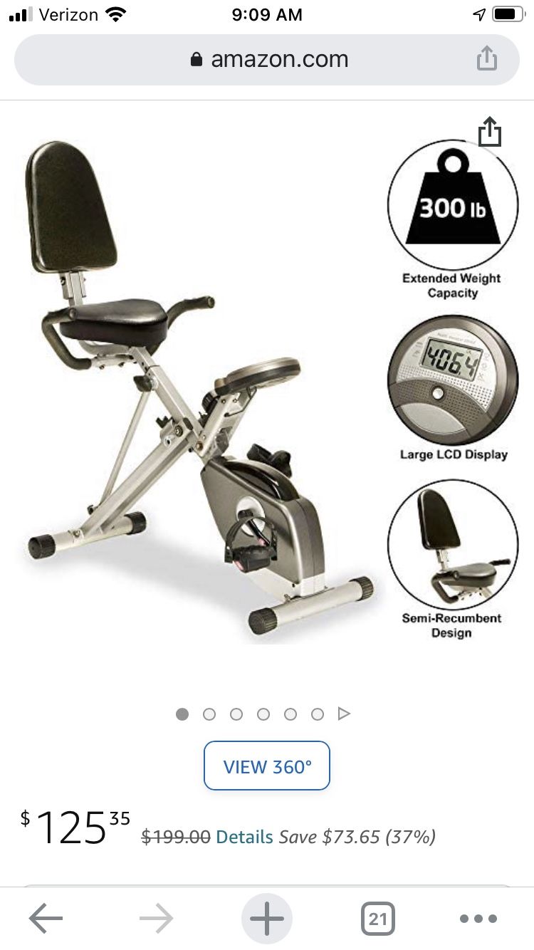 Folding Recumbent Bike + Pair of 8 LB Dumbbells