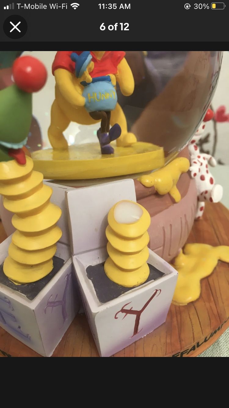Disney Winnie The Pooh Heffalumps Woozles Snow Globe Eeyore Tigger Toy READ DESC