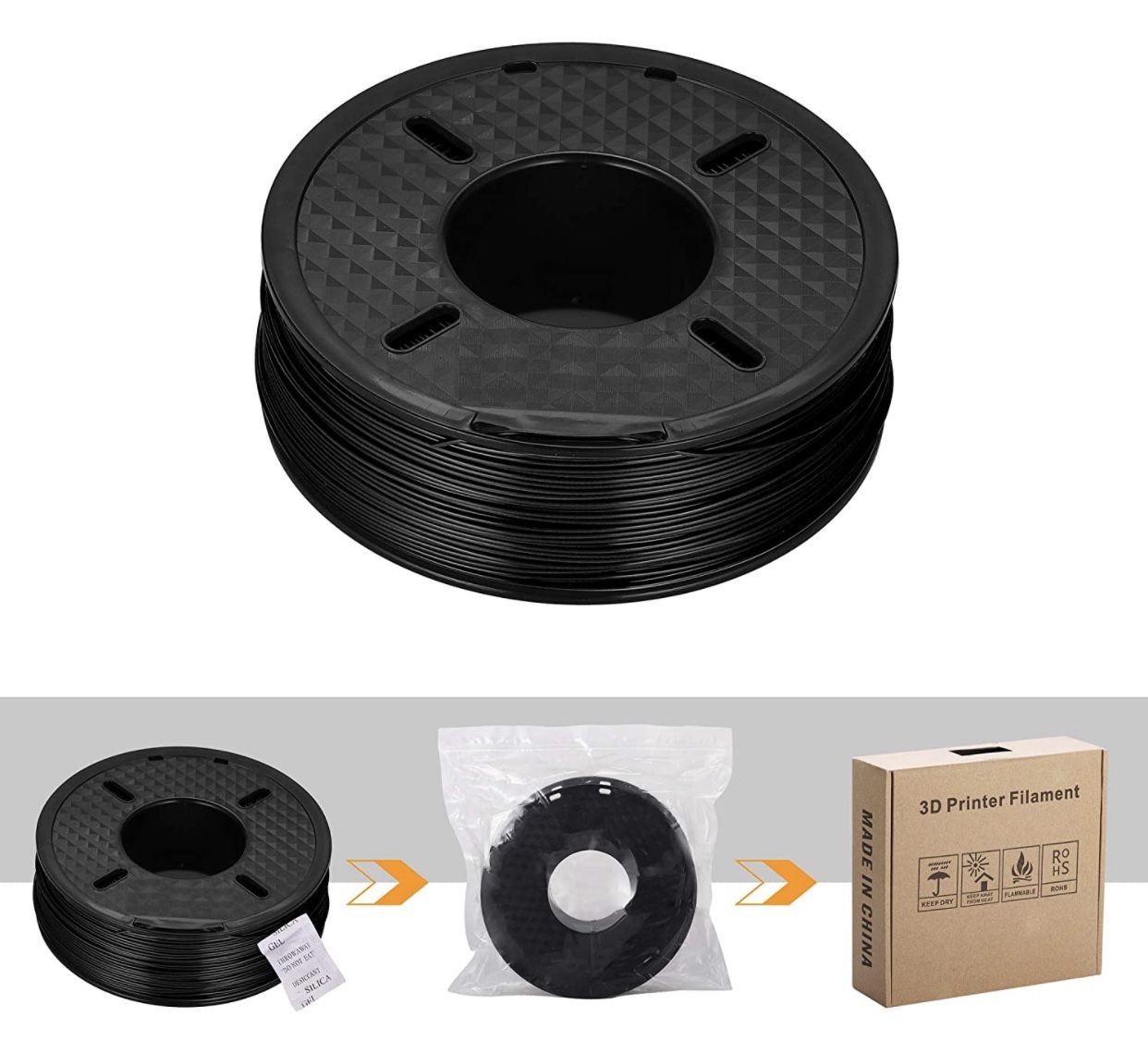DOYOLLA PLA 3D Printer Printing Filament, 1.75 mm, Dimensional Accuracy +/- 0.02 mm, 1 kg Spool, Fit Most FDM Printer (Black)