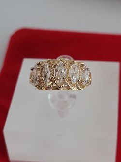 ❤️10k Size 6.75 Gorgeous Solid Yellow Gold & Cubic Zirconia Tiara Design Ring!/Anillo de oro con circonia Cúbica!👌🎁🥰Post Tags: 10k 14k Thumbnail