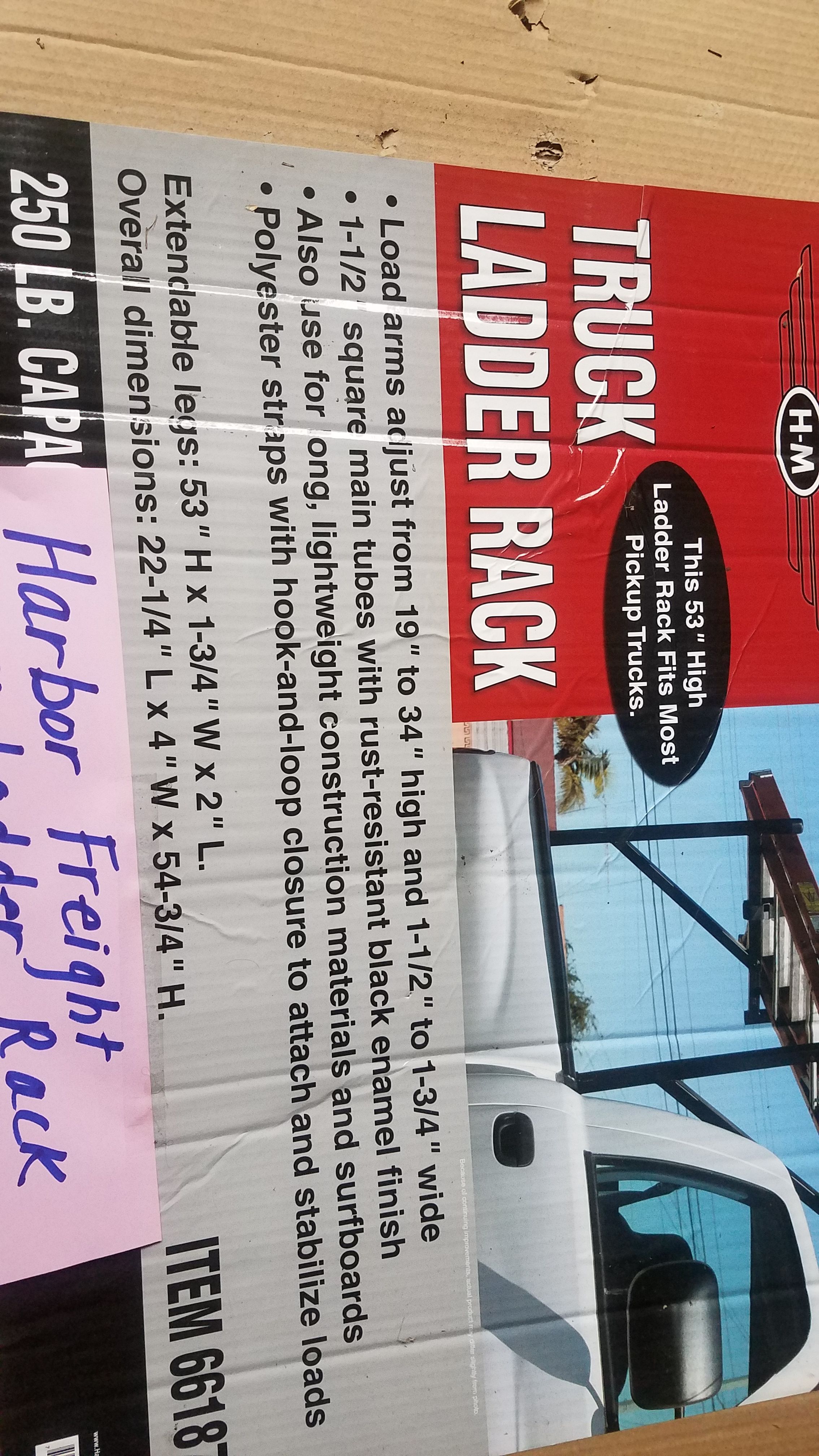 Harbor freight truck ladder rack Brand new in box. 250 lb capacity