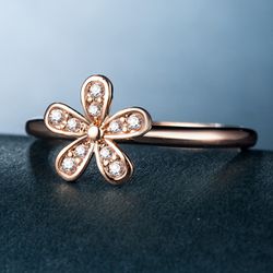 "Hot Sweet Dainty Flower Tiny Round CZ Thin Rings for Women, VP1679 Thumbnail
