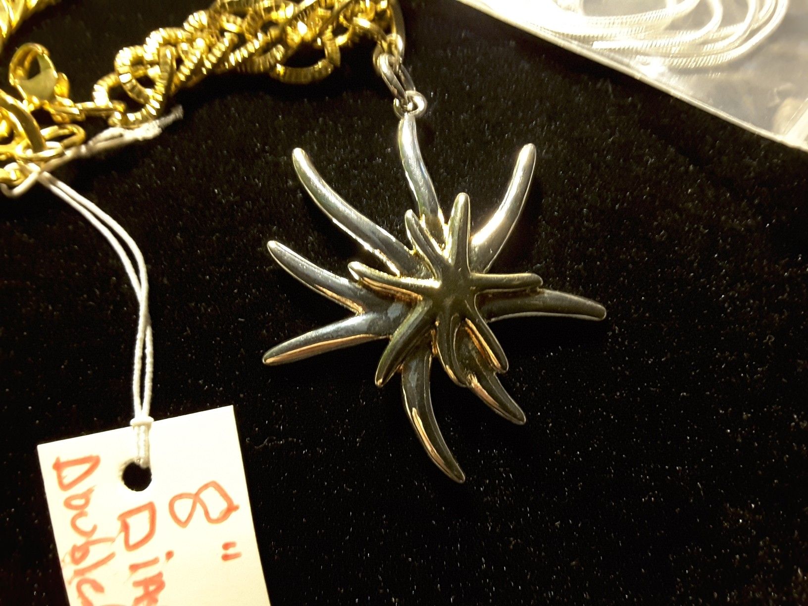 A Set of Starburst Necklace & Braclete & Chain 35$