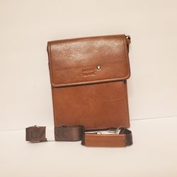 Montblanc Leather Crossbody Envelope Messenger Cognac Bag Thumbnail
