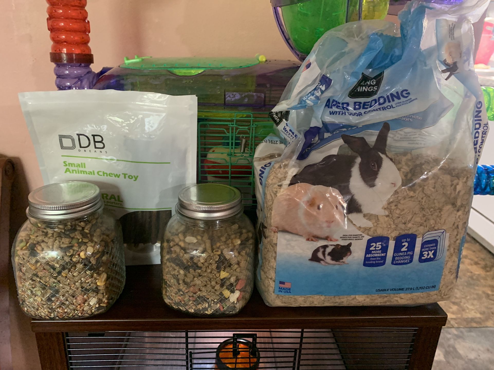 hamster cage and accessories