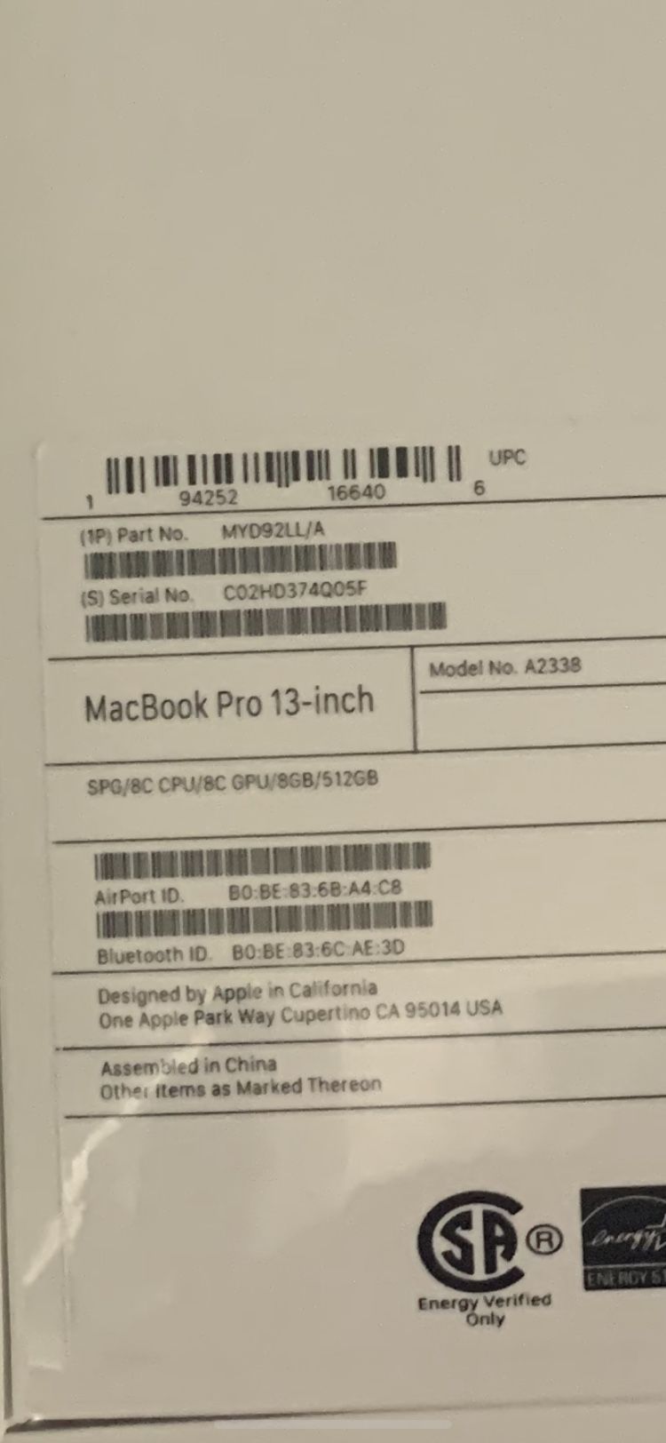 13 in MacBook Pro with Apple M1 Chip