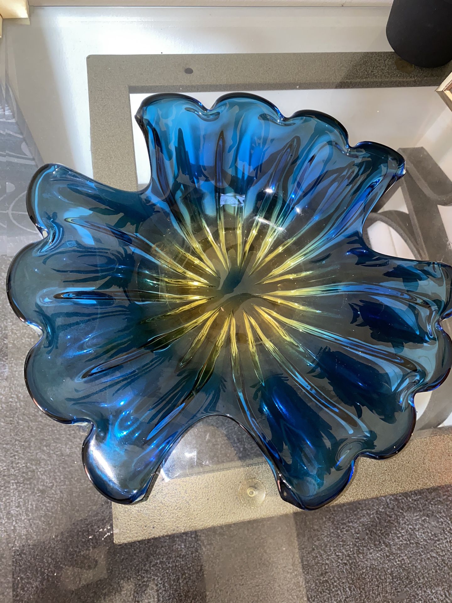 Gorgeous Vintage Italian MURANO Glass Free Form SOMMERSO BOWL Cobalt Blue/Purple