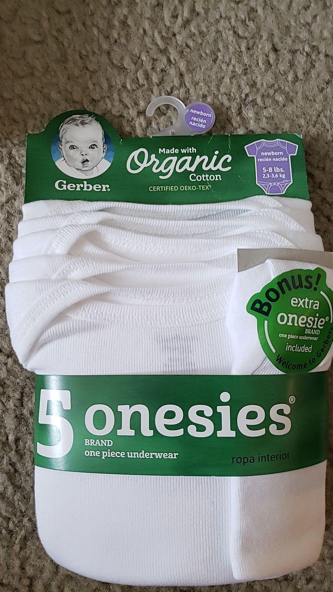 Gerber organic cotton 5 pack Onesies