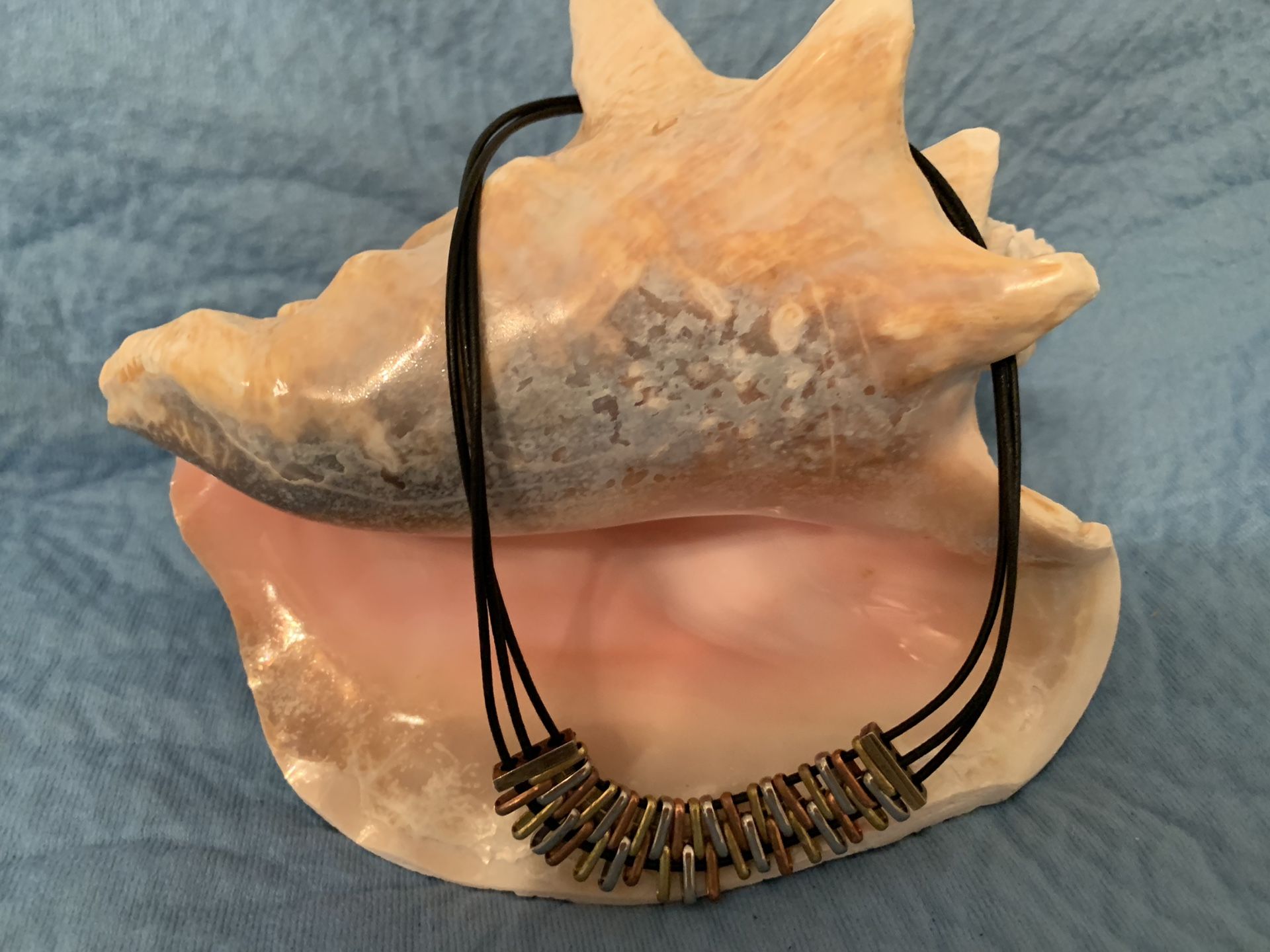 NECKLACE - Multi-Colored On 3 Black Rolled Leather Cords!