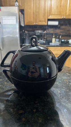 Ceramic Tea Pot with Attached Mug Thumbnail