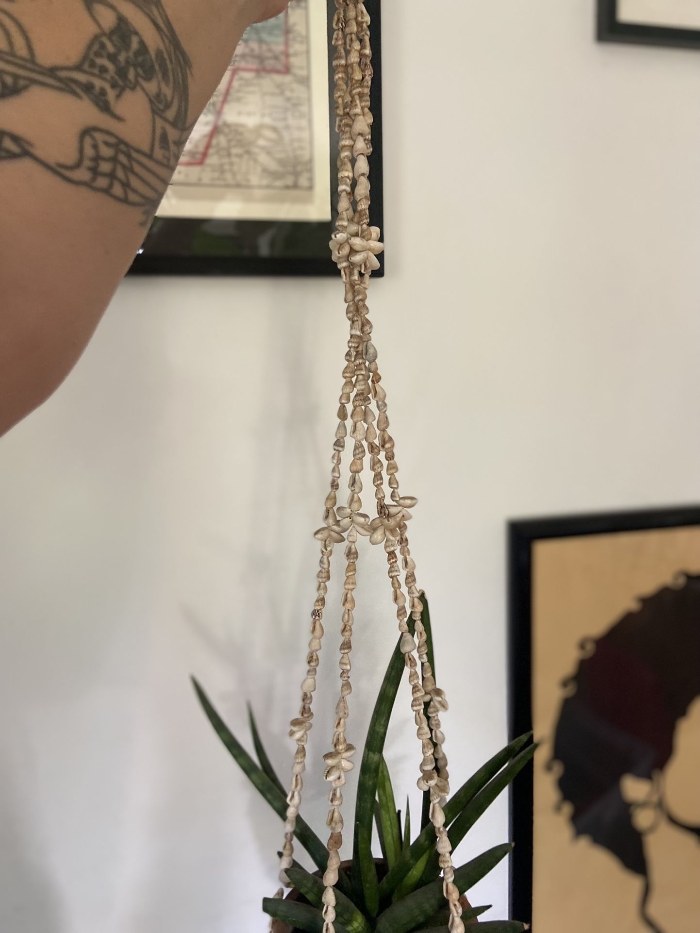 Vintage Seashell Hanging Planter