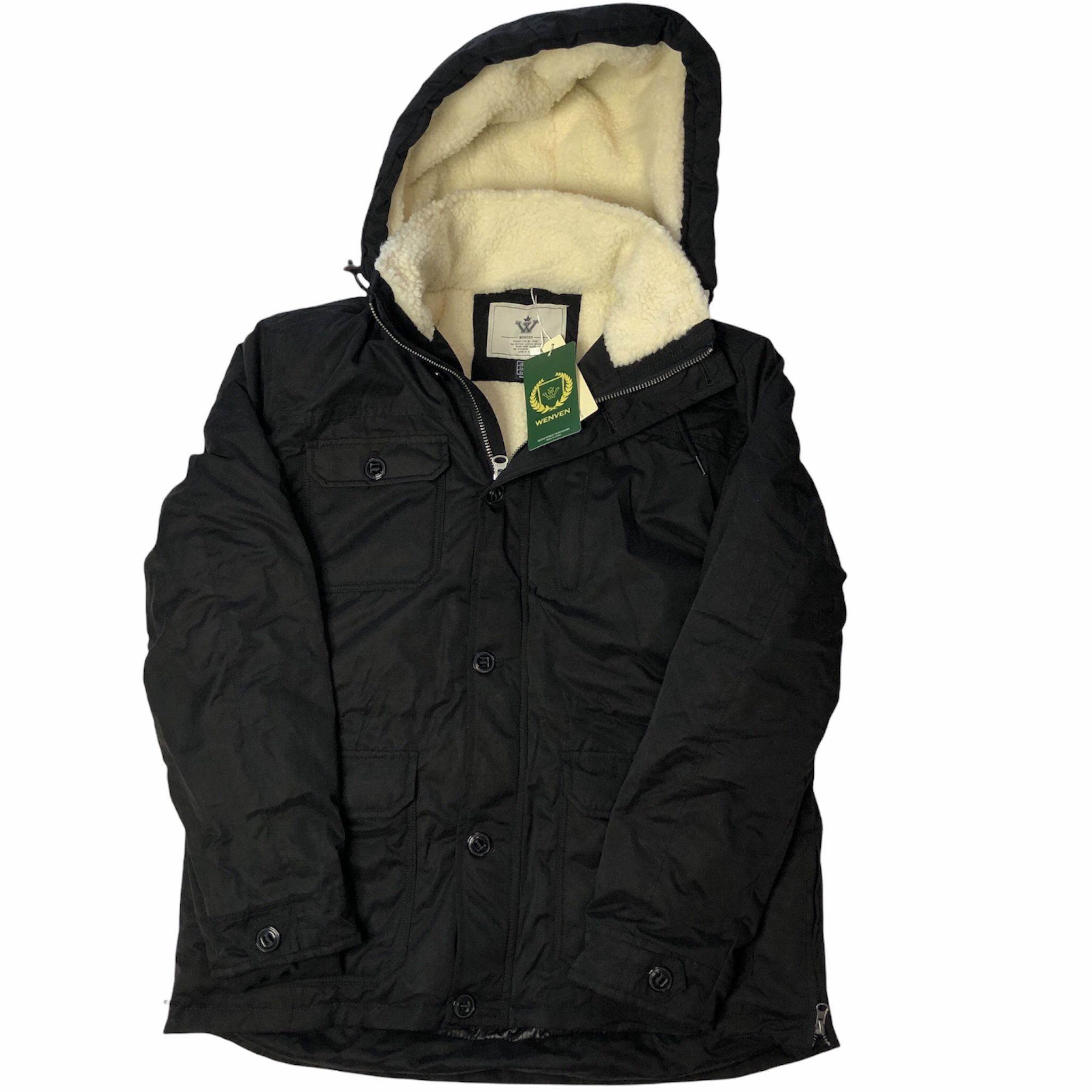 NEW! Black Winter Waterproof Parka Coat Windbreaker L