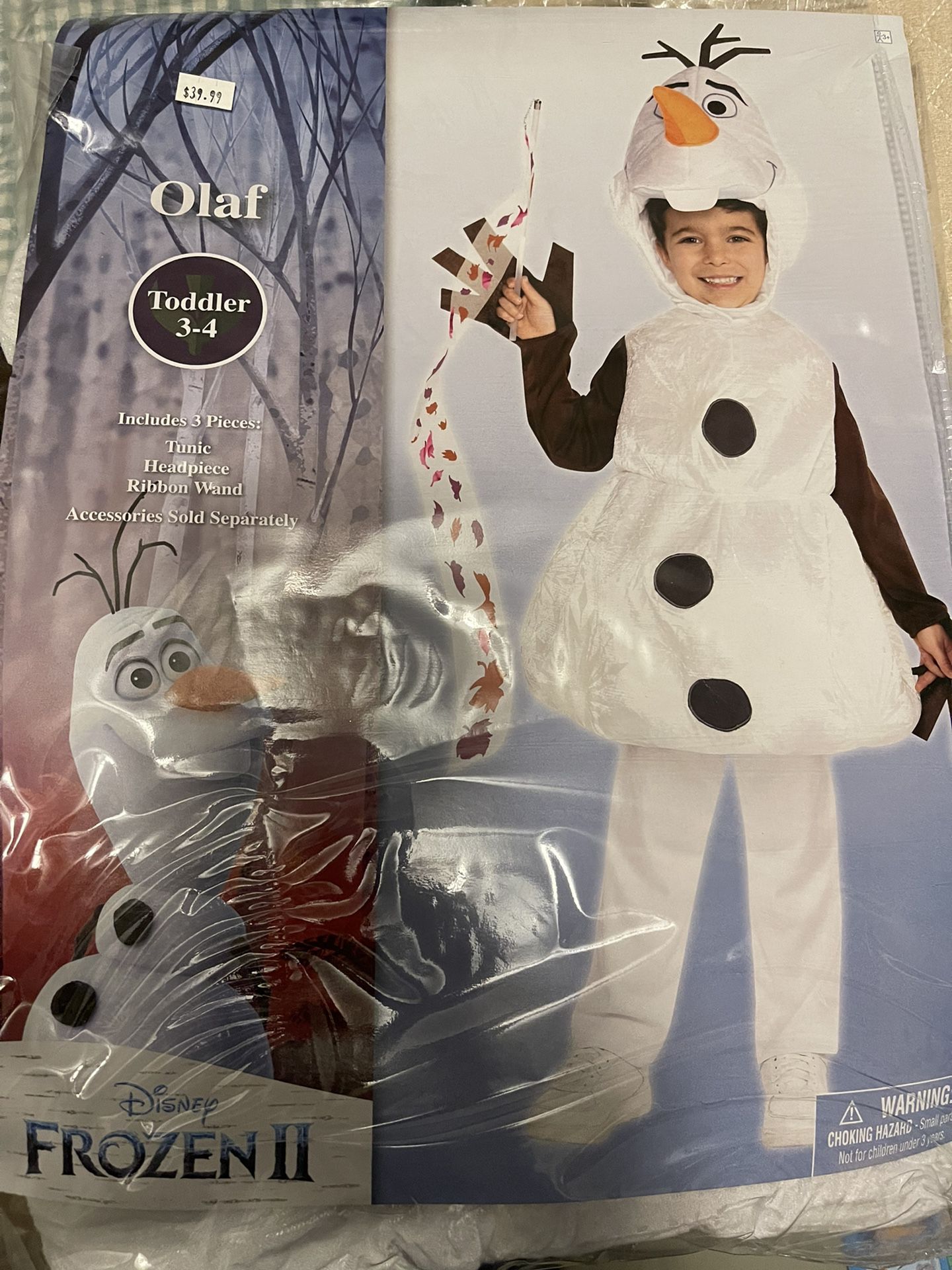 New Olaf In Package Toddler 3-4 