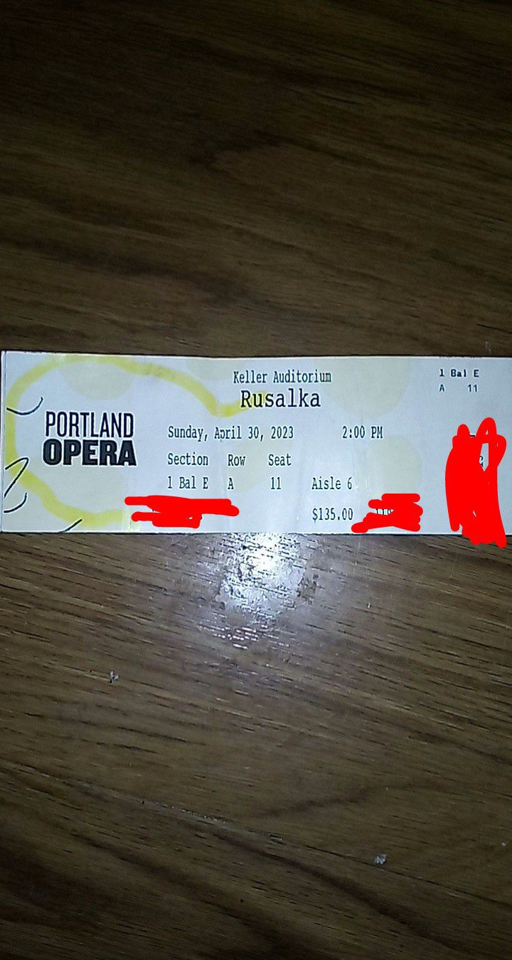 Rusalka Opera Ticket 