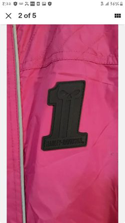 Harley Davidson Women's Packable Hooded Nylon Jacket NWT Pink Medium Small Thumbnail