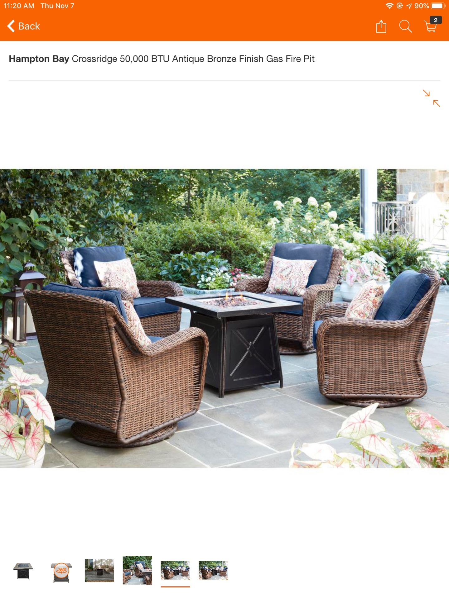 Hampton Bay Cross Ridge Gas Fire Pit Table
