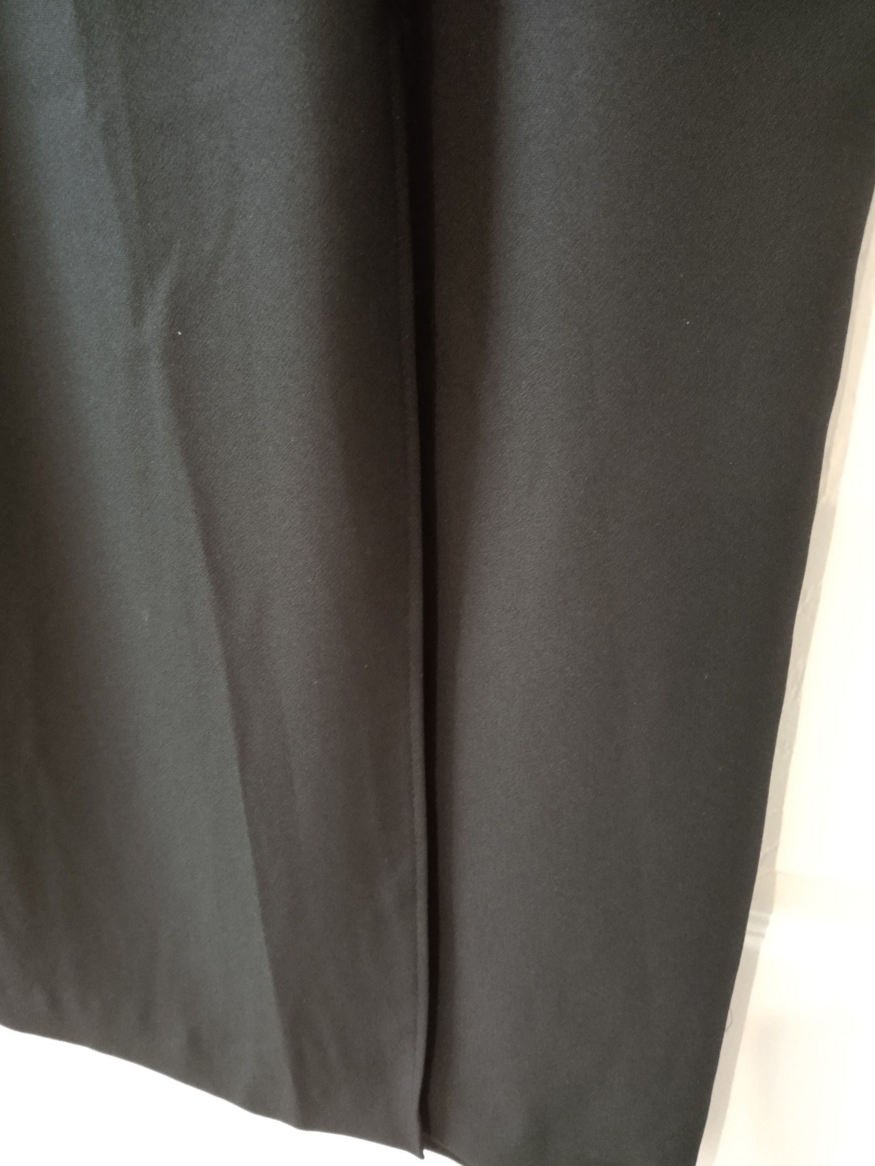 Anthony Mark Hankins Black Elastic Waist Split Front Plain Midi Pencil Skirt Size 12