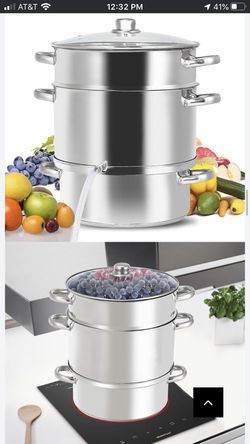 11-Quart Stainless Steel Fruit Vegetable Juicer Steamer Pot Cookware for Gas or Eletric Range Thumbnail