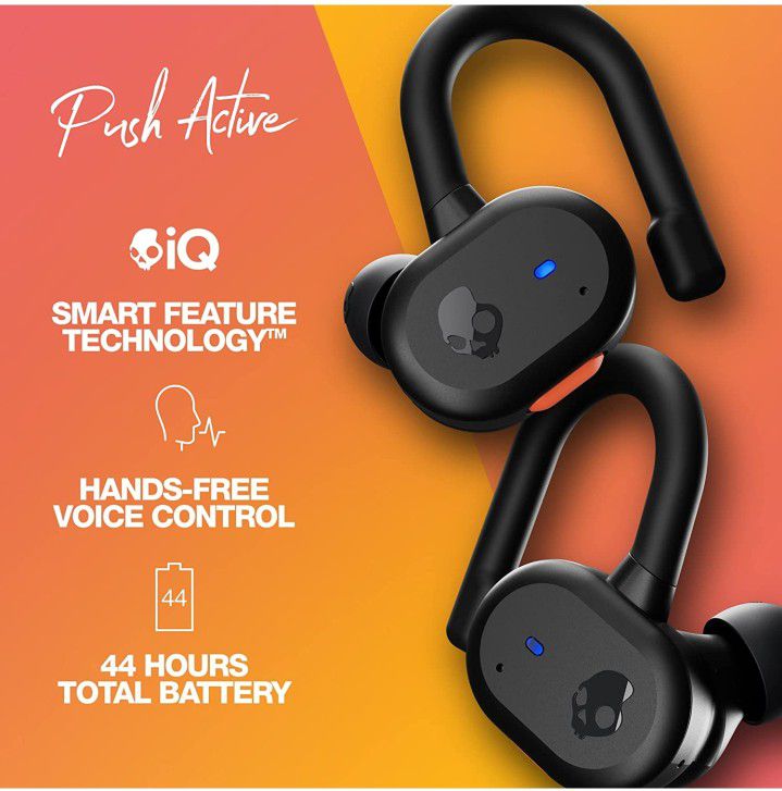 Skullcandy Push Active True Wireless In-Ear Earbud - True Black/Orange

