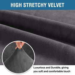 Ultra Soft Thick Stretch Velvet Fabric Sofa Slipcover for 3 Cushion Couch Covers (Grey) Thumbnail
