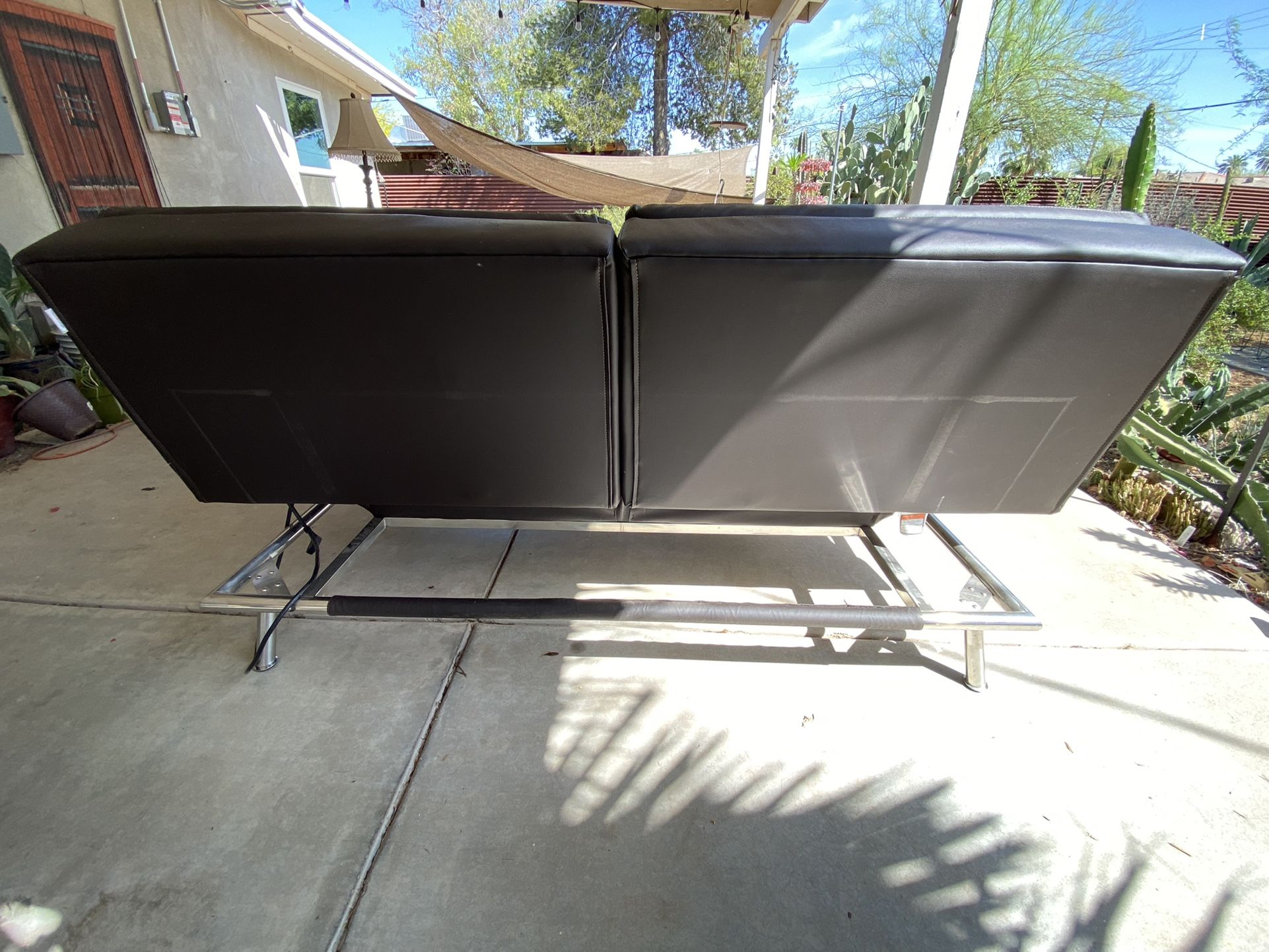 Brown Leather Futon With Power Source