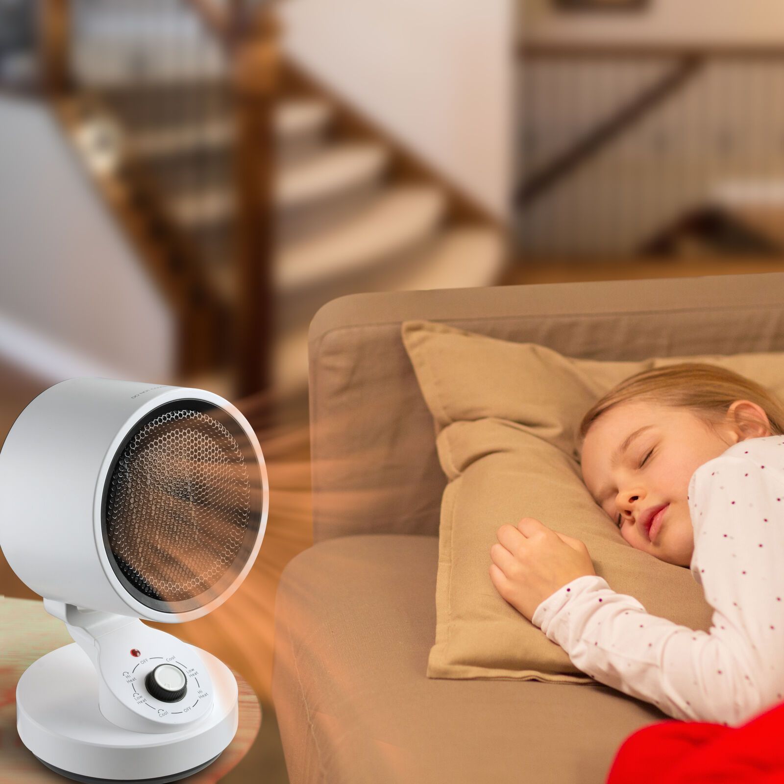 1500W Tabletop Portable Oscillating Ceramic Heater with Cooling Fan For Offices, Bedrooms, Classrooms, Basements