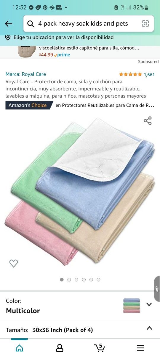 Royal Care Incontinence Bed, Chair and Mattress Pad - Highly Absorbent, Waterproof and Reusable - Machine Washable - for Kids, Pets and Seniors