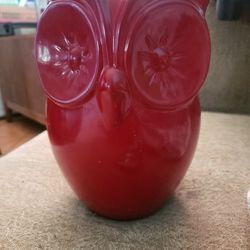 Red Ceramic Owl By Lerman Decor  Thumbnail
