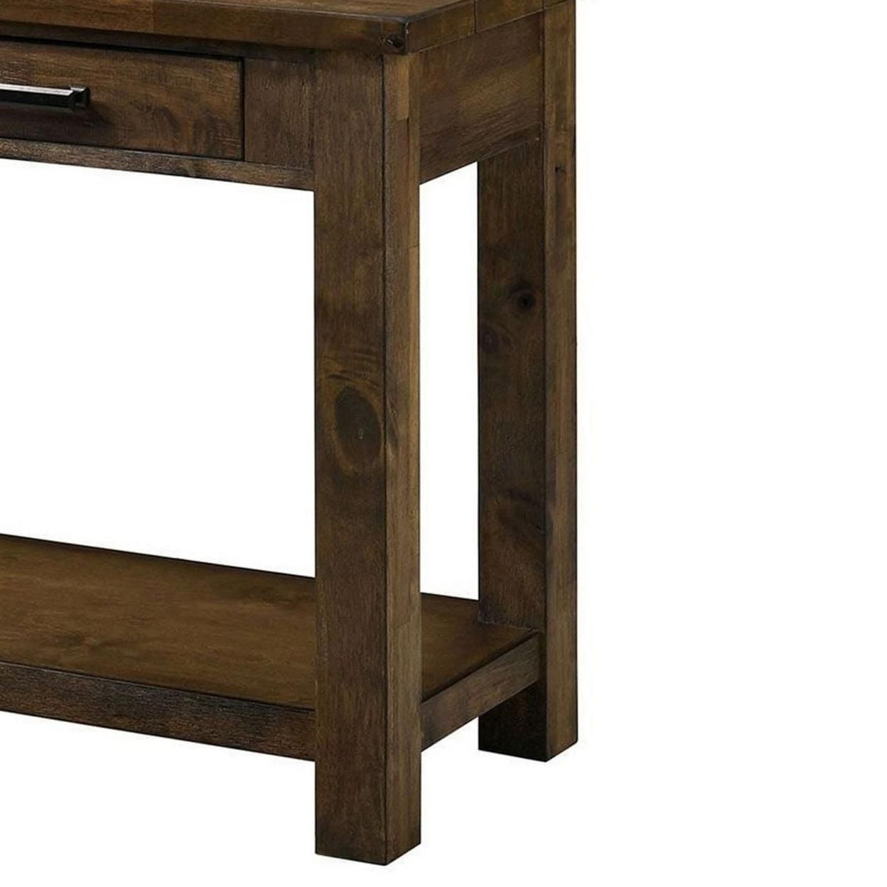 Saltoro Sherpi 51 Inches Sofa Table with 2 Drawers and Open Shelf, Rustic Brown
